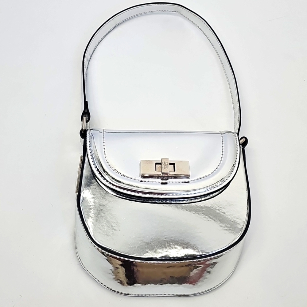 Steve Madden Silver Metallic Reflective Chrome Mirror Purse‎